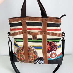 Desigual Patchwork Canvas Tote Crossbody Bag